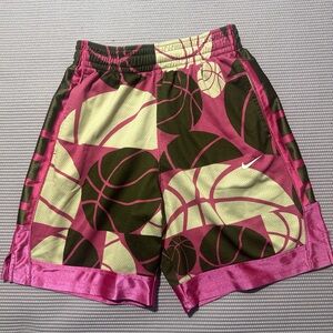 Nike Kids Pink and Olive Basketball Shorts
